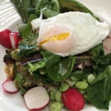 Gluten-free salad with an egg from The Goose